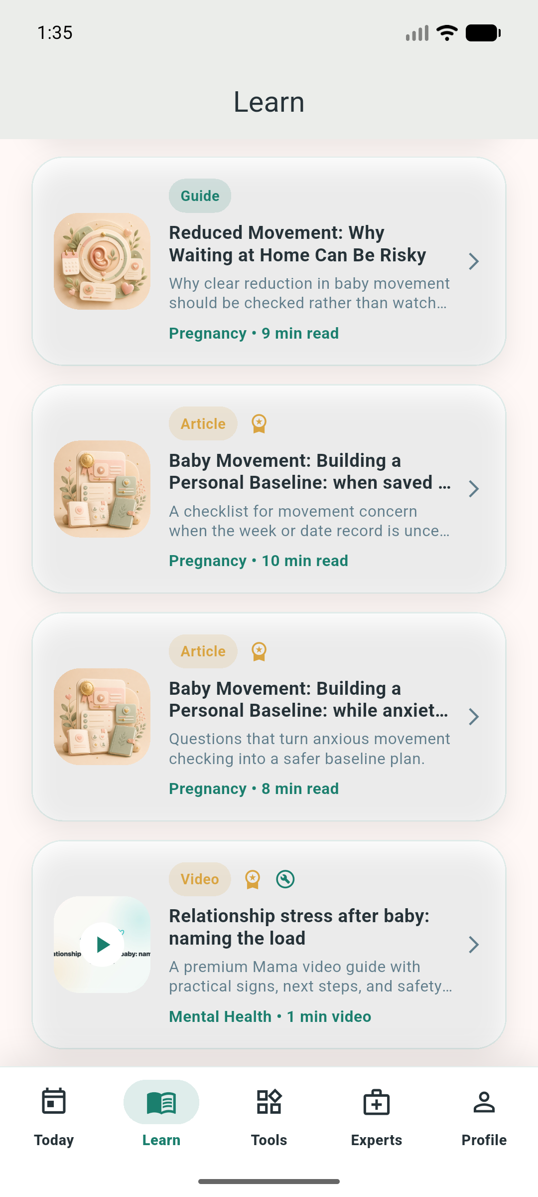Mama Learn screen